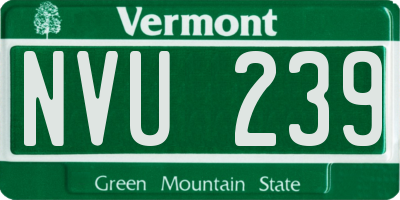 VT license plate NVU239