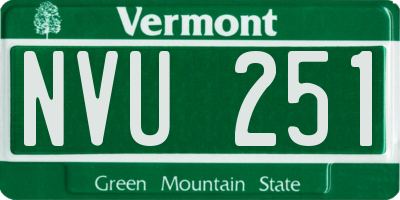 VT license plate NVU251