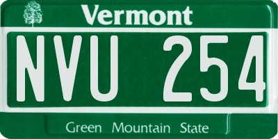 VT license plate NVU254