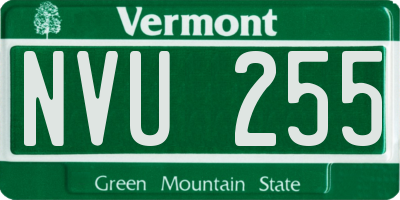 VT license plate NVU255