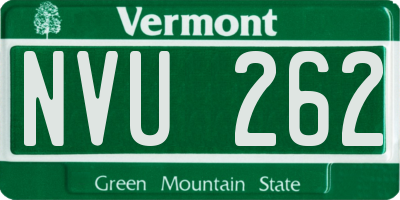 VT license plate NVU262