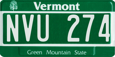 VT license plate NVU274