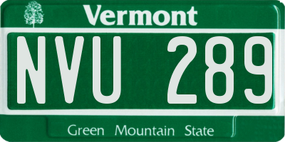VT license plate NVU289