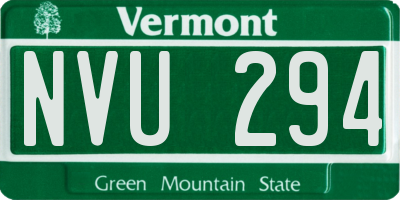 VT license plate NVU294