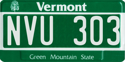 VT license plate NVU303