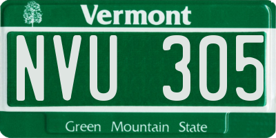 VT license plate NVU305