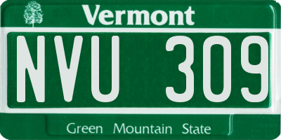 VT license plate NVU309