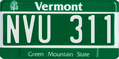 VT license plate NVU311