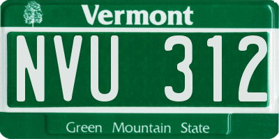 VT license plate NVU312