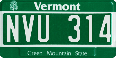 VT license plate NVU314