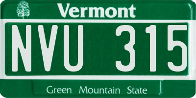 VT license plate NVU315