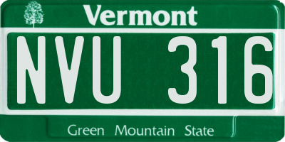 VT license plate NVU316