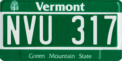 VT license plate NVU317