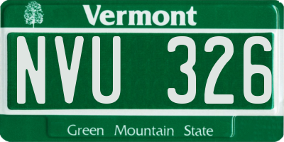 VT license plate NVU326