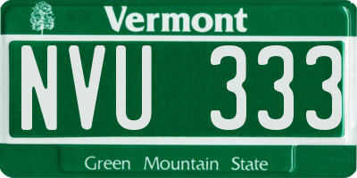 VT license plate NVU333