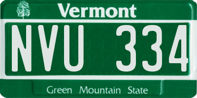 VT license plate NVU334