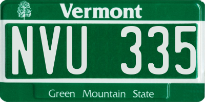 VT license plate NVU335
