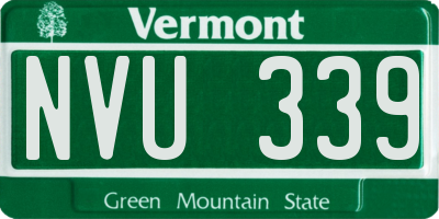 VT license plate NVU339