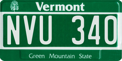 VT license plate NVU340