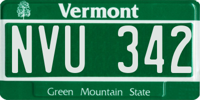 VT license plate NVU342