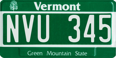 VT license plate NVU345