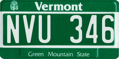 VT license plate NVU346