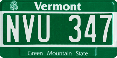 VT license plate NVU347