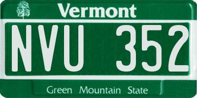 VT license plate NVU352