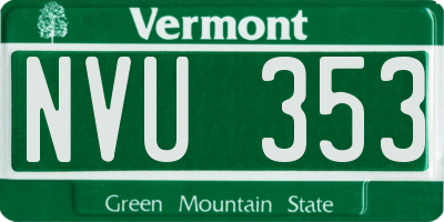 VT license plate NVU353