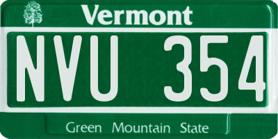 VT license plate NVU354