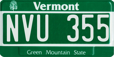 VT license plate NVU355