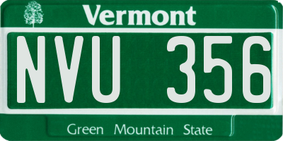 VT license plate NVU356