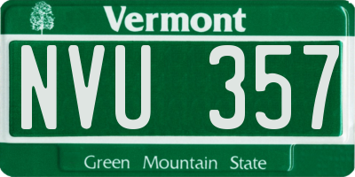 VT license plate NVU357