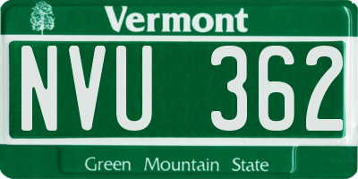 VT license plate NVU362