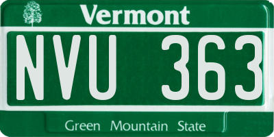 VT license plate NVU363