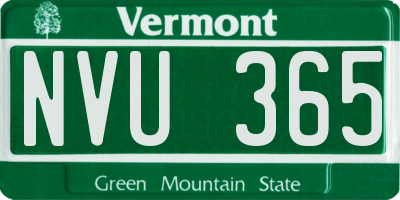 VT license plate NVU365
