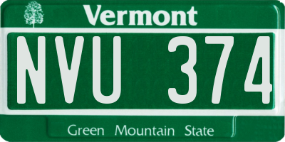 VT license plate NVU374