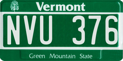 VT license plate NVU376