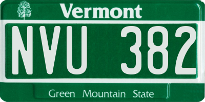 VT license plate NVU382