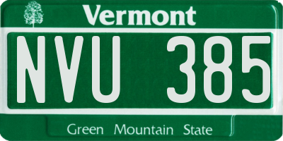 VT license plate NVU385