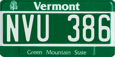 VT license plate NVU386