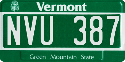 VT license plate NVU387