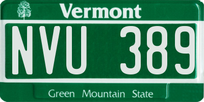 VT license plate NVU389