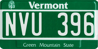 VT license plate NVU396