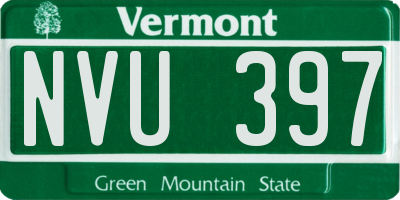 VT license plate NVU397