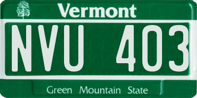 VT license plate NVU403