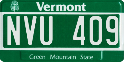 VT license plate NVU409