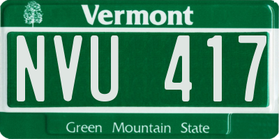 VT license plate NVU417
