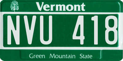 VT license plate NVU418