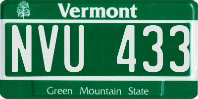VT license plate NVU433